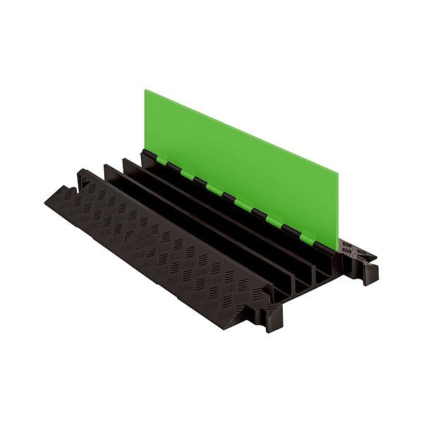 Checkers Hi-Viz Cable Protector, 3.13 in H, 38.88 in L, 19-3/4 in W, 3 Channel, Polyurethane, Black, Green - GD3X225-FLG/B
