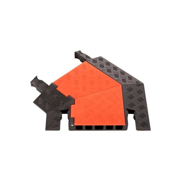 Justrite Cable Protector 45 Deg Left Turn, 2-1/2 in H, 2 ft L, 21-3/4 in W, 5 Channel, Polyurethane - GDT5X125-L-O/B