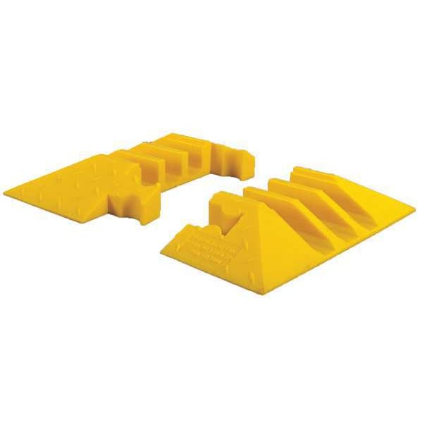 Yellow Jacket Cable Protector End Cap, 2-7/8 in H, 18-3/8 in L, 18-5/8 ft W, 3 Channel, Polyurethane, Yellow - YJ3EB-225-Y