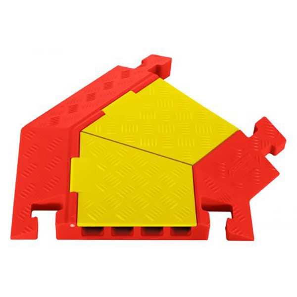 Linebacker Cable Protector, 2-1/8 in H, 1-15/16 ft L, 22 in W, 4 Channel, Polyurethane, Orange, Yellow - CPT4X125-R-Y/O
