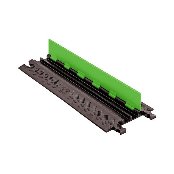 Checkers Hi-Viz Cable Protector, 1-1/4 in H, 38-1/2 in L, 12 in W, 2 Channel, Urethane, Black, Green - GD2X75-ST-FLG/B