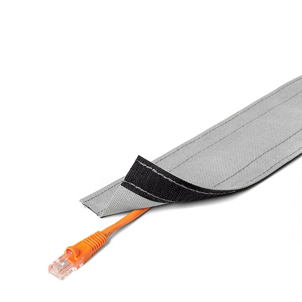 Electriduct Carpet Cable Cover, 25 ft L, 4 in W, 1 Channel, Nylon, Gray - DRN4.00-25-GY