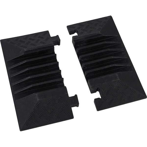 Global Industrial Cable Protector End Cap, 2 in H, 19-11/16 in L, 19-11/16 in W, Rubber/Plastic, Black - 670623