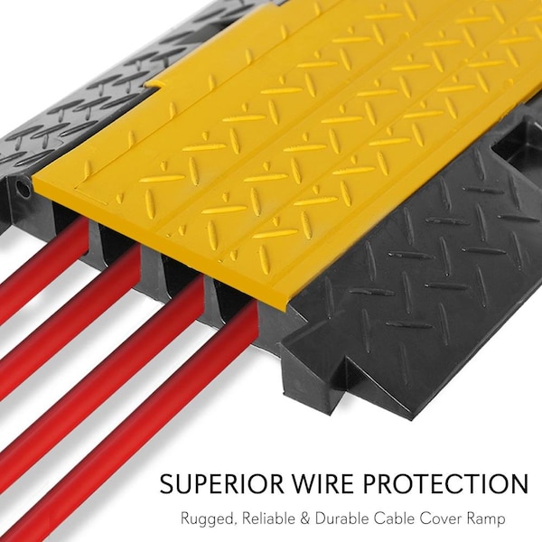 Pyle Cable Protector, 3.14 in H, 31-1/2 in L, 16.10 in W, 4 Channel, Thermoplastic Rubber, 1 PR - PCBLCO106X2