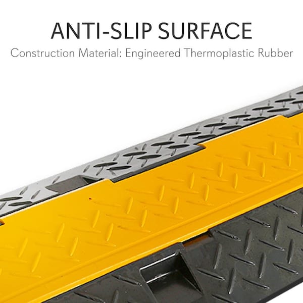 Pyle Cable Protector, 3.14 in H, 31-1/2 in L, 16.10 in W, 4 Channel, Thermoplastic Rubber, 1 PR - PCBLCO106X2