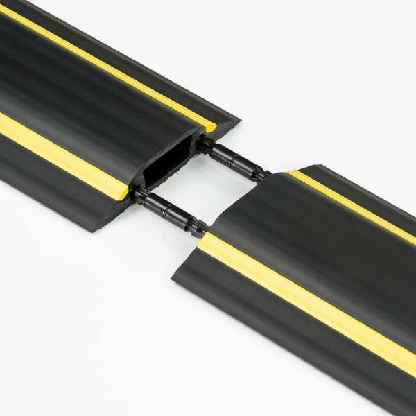 D-Line Cable Protector, 9/16 in H, 30 ft L, 3-1/4 in W, 1 Channel, Black, Yellow - US/FC83H/9M