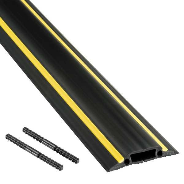 D-Line Cable Protector, 9/16 in H, 30 ft L, 3-1/4 in W, 1 Channel, Black, Yellow - US/FC83H/9M