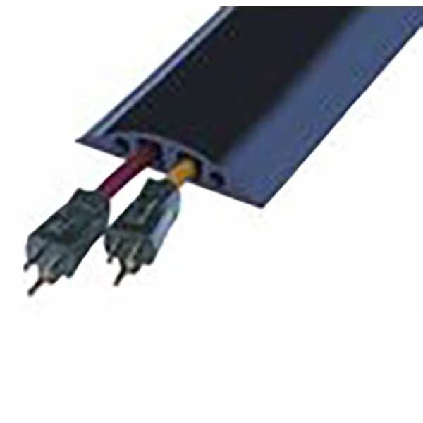 Checkers Cable Protector, 1-1/8 in H, 10 ft L, 5-3/4 in W, 2 Channel, Rubber, Black - RFD6-10