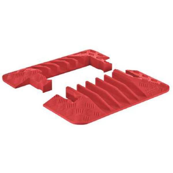 Checkers Cable Protector End Cap, 1-7/8 in H, 8-3/4 in L, 19-3/4 in W, 5 Channel, Polyurethane, Orange, 1 PR - GDEC5X125-O