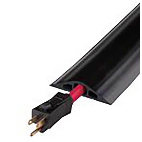 Checkers Cable Protector, 3/4 in H, 10 ft L, 3-1/2 in W, 3 Channel, Rubber, Black - RFD3-10