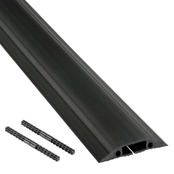 D-Line Cable Protector, 9/16 in H, 30 ft L, 3-1/4 in W, 1 Channel, Black - US/FC83B/9M