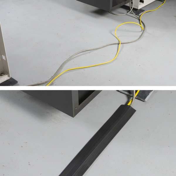 D-Line Cable Protector, 9/16 in H, 30 ft L, 3-1/4 in W, 1 Channel, Black - US/FC83B/9M