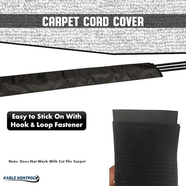 Tuff-Weave Carpet Cable Cover, 30 ft L, 4 in W, Nylon, Black - KK-CCC-4X30-BK