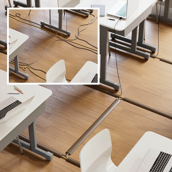 D-Line Cable Protector, 1/2 in H, 30 ft L, 2-3/8 in W, 1 Channel, PVC, Beige - US/CC-3/9M