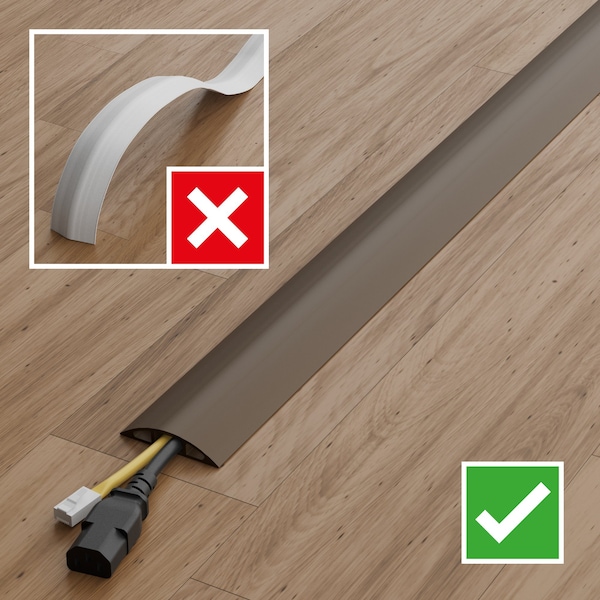 D-Line Cable Protector, 1/2 in H, 30 ft L, 2-3/8 in W, 1 Channel, PVC, Beige - US/CC-3/9M