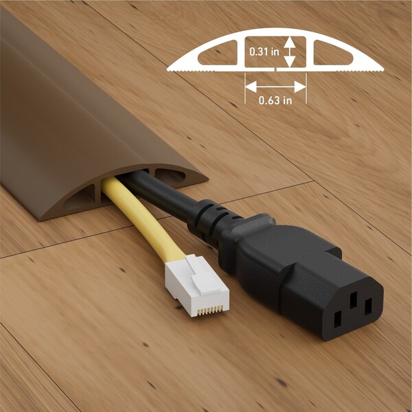 D-Line Cable Protector, 1/2 in H, 30 ft L, 2-3/8 in W, 1 Channel, PVC, Beige - US/CC-3/9M