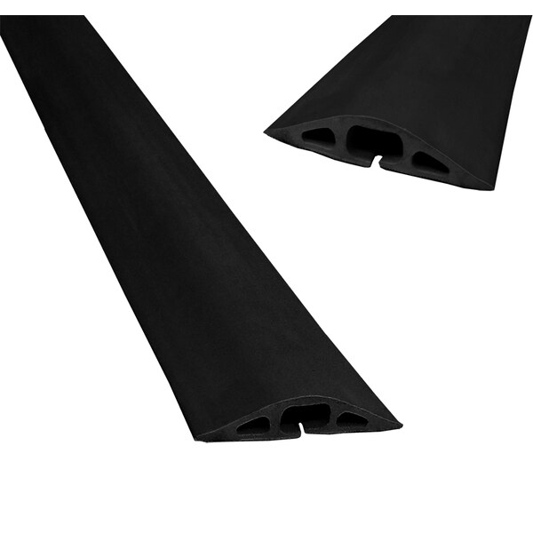Electriduct Cable Protector, 3/4 in H, 5 ft L, 3-1/4 in W, 3 Channel, Rubber, Black - D-2-5-BK