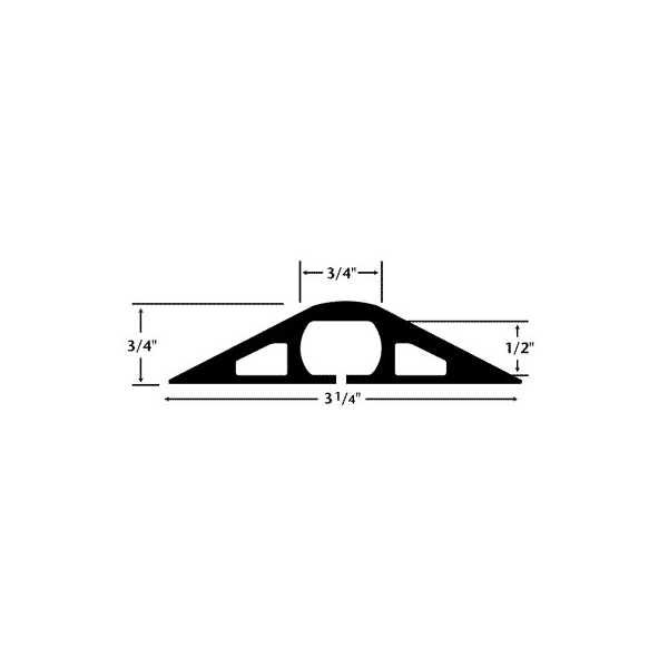 Electriduct Cable Protector, 3/4 in H, 5 ft L, 3-1/4 in W, 3 Channel, Rubber, Black - D-2-5-BK