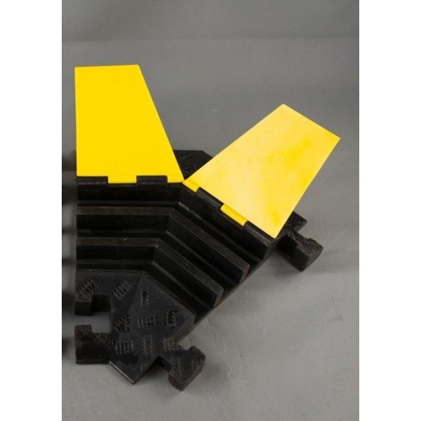 Southwire Cable Protector Left Turn, 4 in H, 27 in L, 22-3/4 in W, 3 Channel, Rubber, Black, Yellow - 31206-1