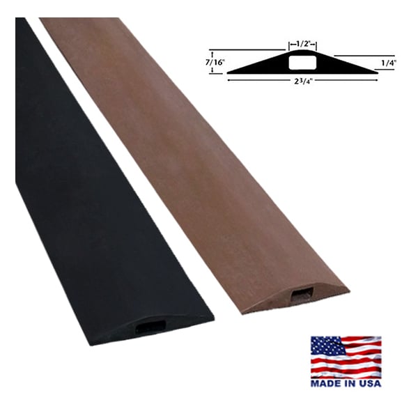Electriduct Cable Protector, 7/16 in H, 10 ft L, 2-3/4 in W, Rubber, Brown - D-1-10-BN