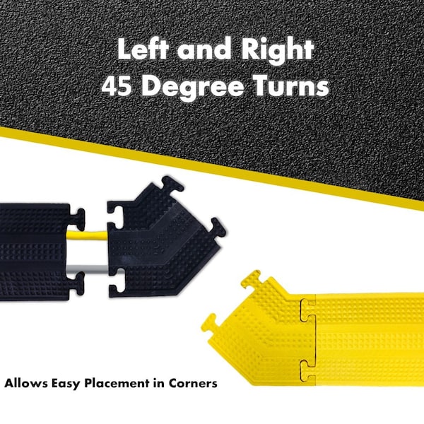 Kable Kontrol Cable Protector 45 Deg Right Turn, 1 Channel, Rubber, Black - FCC999-ELR-BLACK
