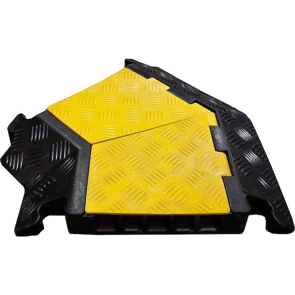 Electriduct Cable Protector 45 Deg Left Turn, 5 Channel, Rubber, Black, Yellow - CP-RPS-EZ-5X-115-LT