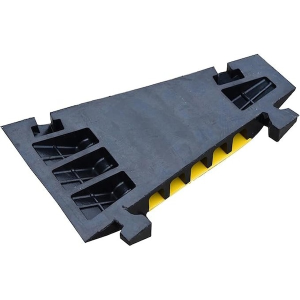 Kable Kontrol Cable Protector 22.5 Deg Right Turn, 5 Channel, Polyurethane/Rubber, Black, Yellow - CP9900