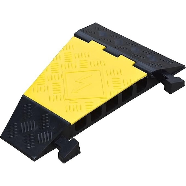 Kable Kontrol Cable Protector 22.5 Deg Right Turn, 5 Channel, Polyurethane/Rubber, Black, Yellow - CP9900