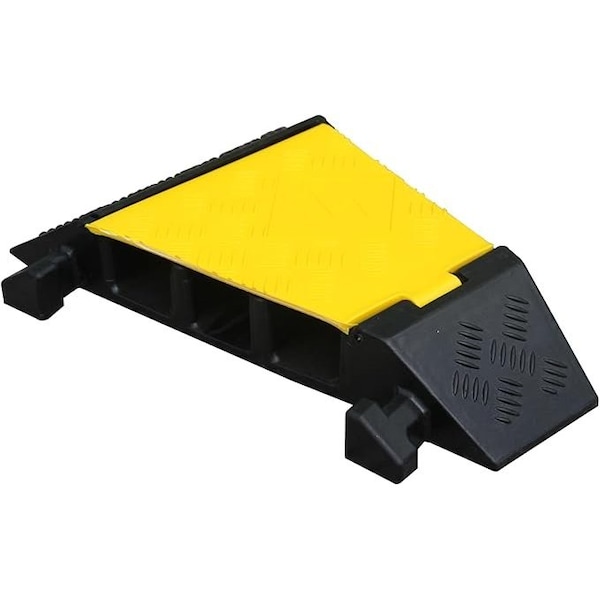 Kable Kontrol Cable Protector Left Turn, 3 Channel, Polyurethane/Rubber, Black, Yellow - CP9894