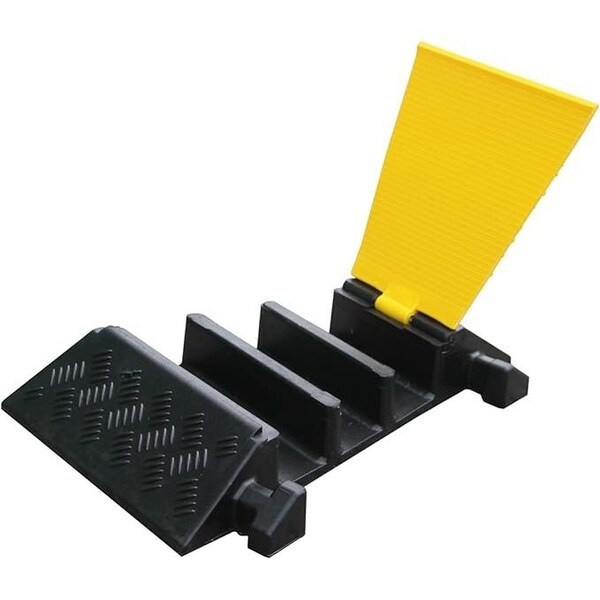 Kable Kontrol Cable Protector Left Turn, 3 Channel, Polyurethane/Rubber, Black, Yellow - CP9894