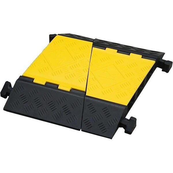 Kable Kontrol Cable Protector Left Turn, 3 Channel, Polyurethane/Rubber, Black, Yellow - CP9894