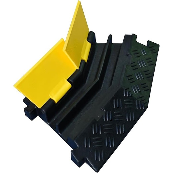 Kable Kontrol Cable Protector 45 Deg Right Turn, 2 Channel, Polyurethane/Rubber, Black, Yellow - CP9897-RT