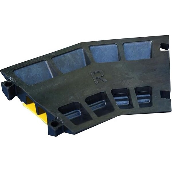 Kable Kontrol Cable Protector 45 Deg Right Turn, 2 Channel, Polyurethane/Rubber, Black, Yellow - CP9897-RT