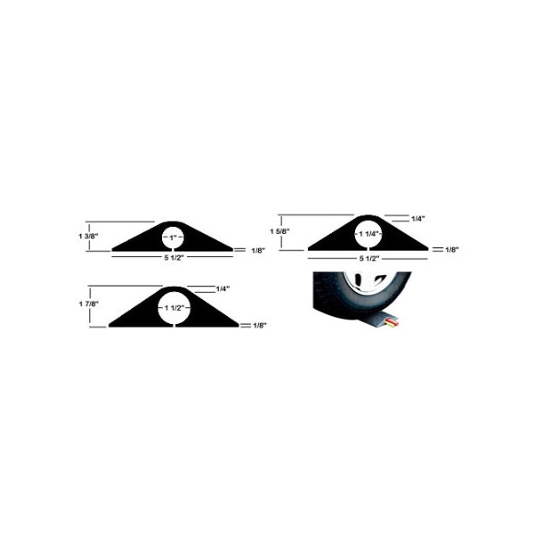 Electriduct Cable Protector, 1-7/8 in H, 5 ft L, 6 in W, 1 Channel, Rubber, Black - D-300-150-5-BK