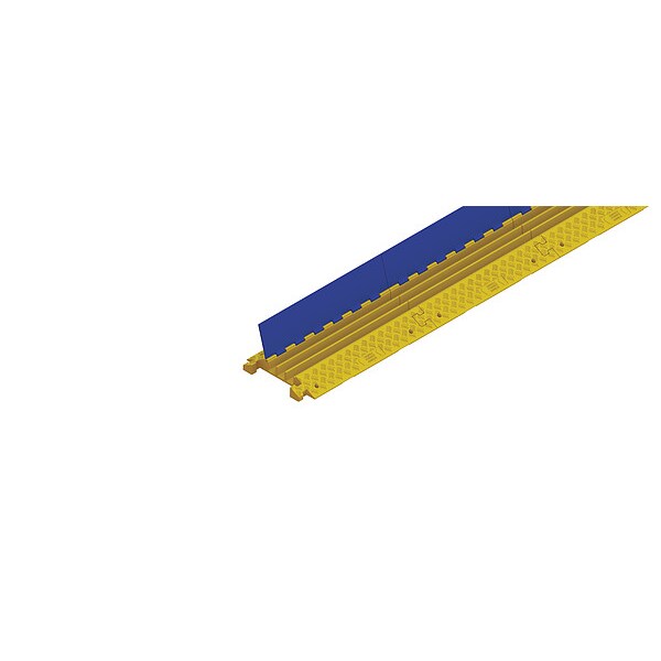 Wiremold Cable Protector, 3-1/16 in H, 3 ft L, 20 in W, 3 Channel, Polyurethane, Blue, Yellow - XCP3SLOT36