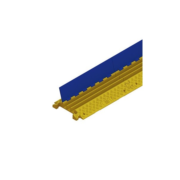 Wiremold Cable Protector, 3-1/16 in H, 3 ft L, 20 in W, 3 Channel, Polyurethane, Blue, Yellow - XCP3SLOT36