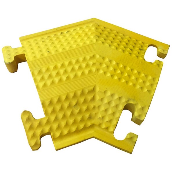 Electriduct Cable Protector 45 Deg Left Turn, 1 Channel, Rubber, Safety Yellow - DO-ED-SM-T-LT-SY
