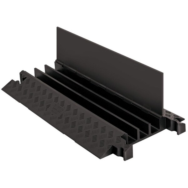Checkers Cable Protector, 3 in H, 36 in L, 20 in W, 3 Channel, Polyurethane, Black - GD3X225-B/B