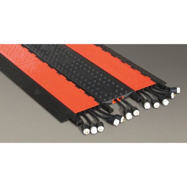 Checkers Cable Protector, 2 in H, 3 ft L, 13 in W, 2 Channel, Polyurethane, Orange - CL2X150-5GD-O