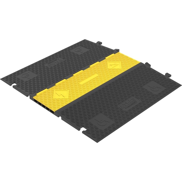 Atlas Atlas ADA Cable Protector Ramp, 5 Channels, Low Profile, Rubber, Yellow / Black - CP-ADA-5CH-YB