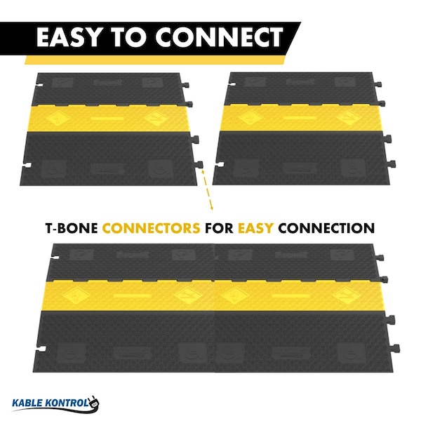 Atlas Atlas ADA Cable Protector Ramp, 5 Channels, Low Profile, Rubber, Yellow / Black - CP-ADA-5CH-YB