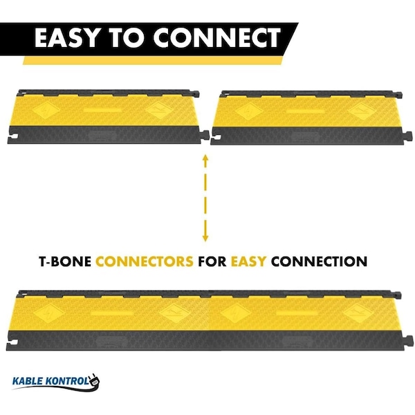 Atlas ATLAS Low Profile Cable Protector Ramp, 5 Channels, Rubber, Yellow / Black - CP9983-LP