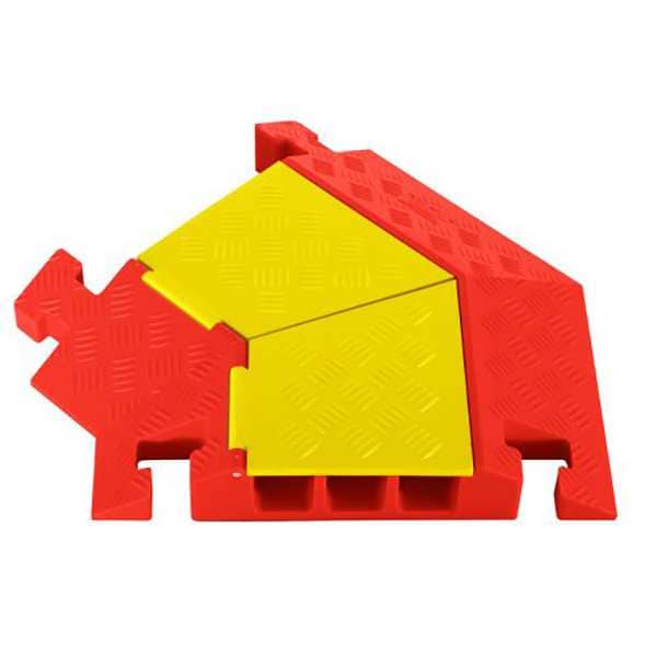 Checkers Cable Protector 45 Deg Left Turn, 3 in H, 24-3/4 in L, 23-1/4 in W, 3 Channel, Polyurethane - CPT3X225-L-Y/O
