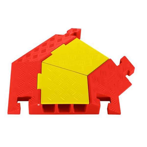 Checkers Cable Protector 45 Deg Right Turn, 3 in H, 24-3/4 in L, 23-1/4 in W, 3 Channel, Polyurethane - CPT3X225-R-Y/O