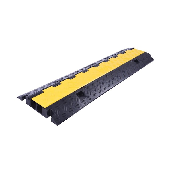 Pittman Cable Ramp, 45 mm H, 1010 mm L, 250 mm W, 2 Channel, Rubber, Black, Yellow - 756352