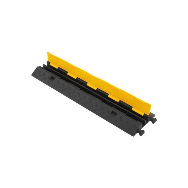 Gec Cable Protector, 2 in H, 39 in L, 10 in W, 2 Channel, Rubber/Plastic, Black, Yellow - 670616