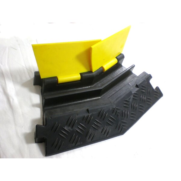 Electriduct Cable Protector 45 Deg Right Turn, 1-7/8 in H, 16 in L, 10 in W, 2 Channel, Rubber - CP-RPS-212-RT