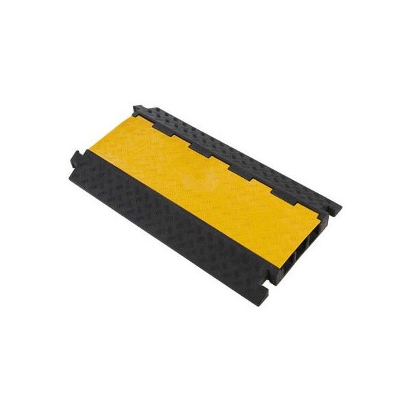 Gec Cable Protector, 2-7/8 in H, 35-7/16 in L, 19-11/16 in W, 3 Channel, Rubber/Plastic, Black, Yellow - 670618