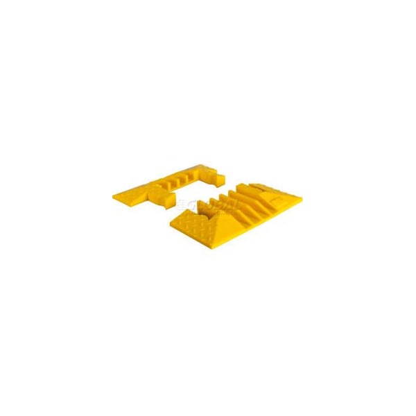 Justrite Cable Protector End Cap, 1-7/8 in H, 7.325 in L, 19-3/4 in W, 5 Channel, Yellow - YJ5EB-125-Y