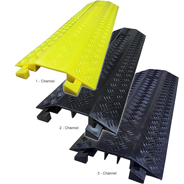 Electriduct Cable Protector, 1-3/8 in H, 38-1/2 in L, 8 in W, 1 Channel, PVC, Black - DO-EZ-RUNNER-SLIM-1CH-BK